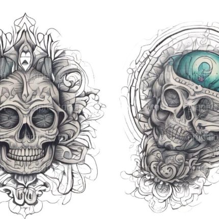 Spooky and Funny Skull PNG for Shirt | Mexican Art Clipart for Halloween Vibes | Scary Digital Paper and Witchy SVG Designs Ghost Lover Gift