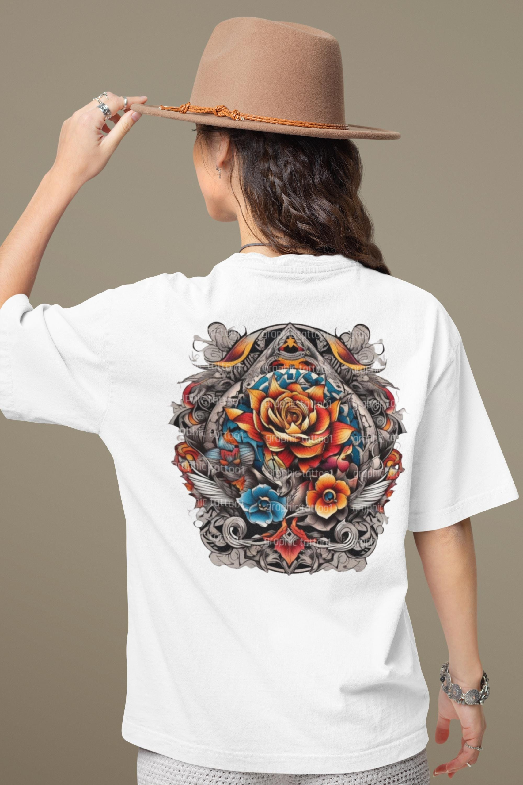 il_fullxfull.6375292004_3a1v.jpg Cute Floral Tattoo Art | Purple and Orange Flowers SVG Design | Minimalist Wildflower Line Art for Shirts, Prints and Flowers Tattoos Gift - Image 1