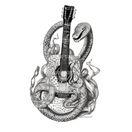 Festival Vibes Celestial, Snake and Music PNG | Tattoos for Custom Shirts, Guitar Gifts, and Witchy Designs | Unique Gifts for Music Lovers