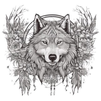 5 Wolf Dreamcatcher Floral Design Bundle | Digital Download Tattoo, T-Shirt, Wall Art - Animal SVG PNG | Perfect for DIY Projects Gift