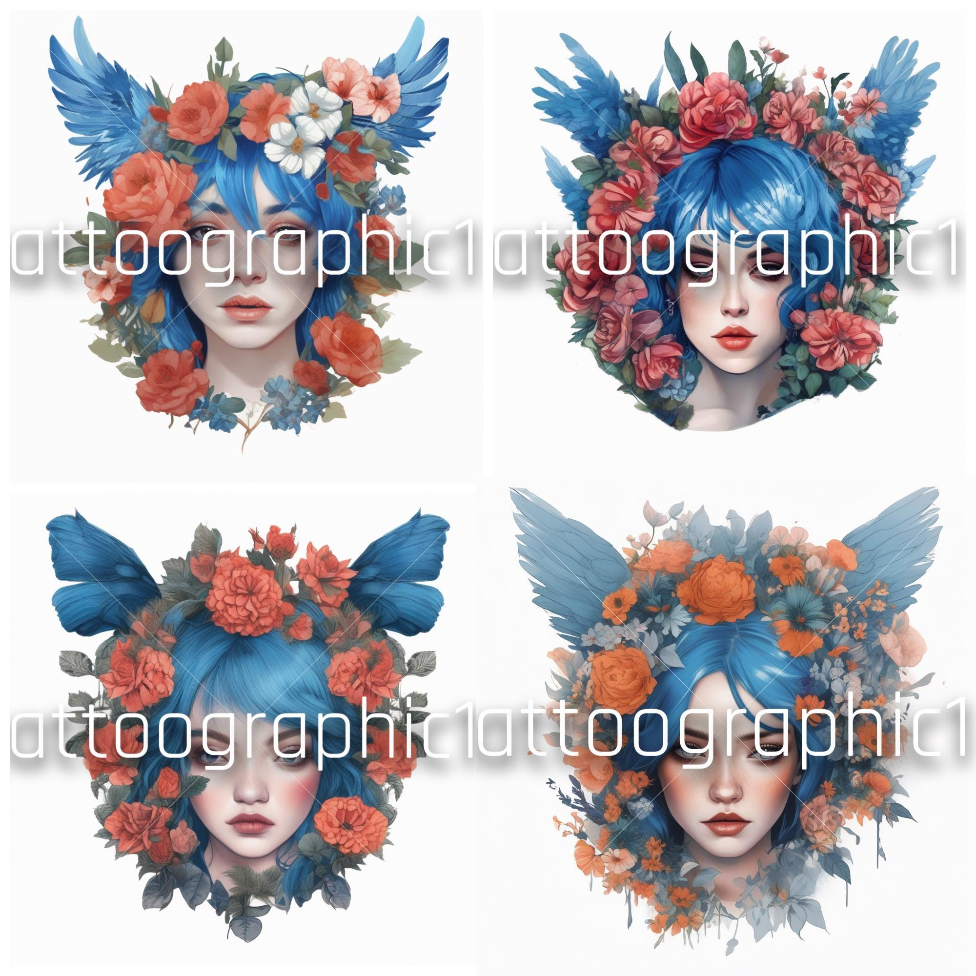 il_fullxfull.6398216589_6yrc.jpg Spooky Sublimation Set | Unique Digital Tattoo Designs for T-Shirts, Floral Female Portraits & Retro Christian PNG, Anime Gifts for Her - Image 1