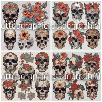 Funny Skull Tattoo SVG Bundle | Aesthetic Devil Deadhead Clipart and Sarcastic Humor PNG | Perfect for Halloween and Retro Horror Designs
