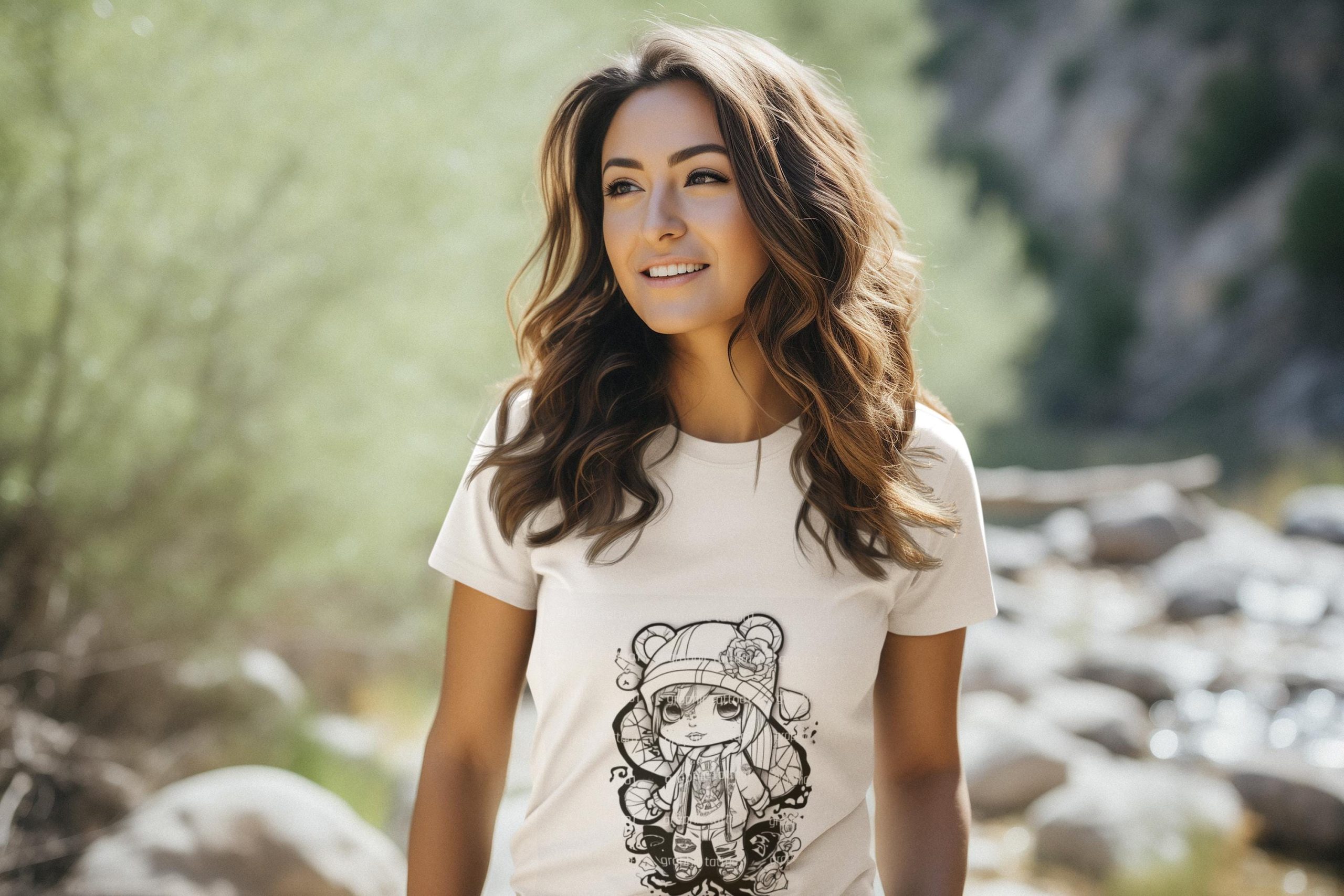 il_fullxfull.6401400554_9v4h.jpg Tattoo Hip Hop Chibi Female - Cartoon Tattoo Artist with Torn Teddy Patches, Digital Download, Street Wear DTF PNG Design - Image 1