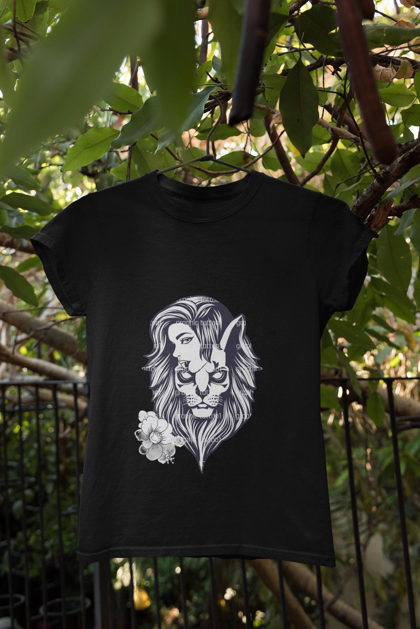 il_fullxfull.6427989221_k2k7.jpg Girl Lion Art Tattoo Clipart | PNG Files for PDF, Sublimation and Stencils | Digital Tattoo Art for Merch Design and Traditional Tattoos - Image 1