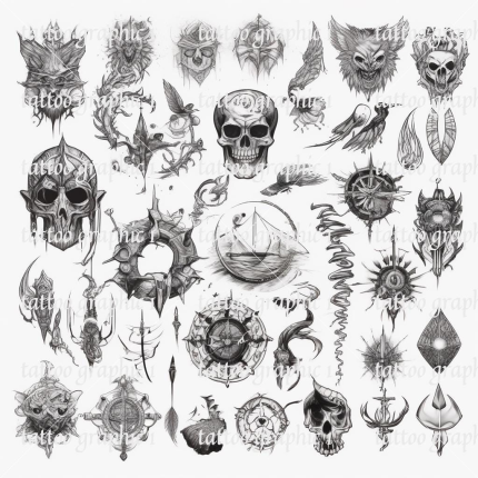 Tattoo Design - 500 Unique Custom Art Downloads, High Resolution PNG, Gift for Her, T-Shirt Design Tattoo