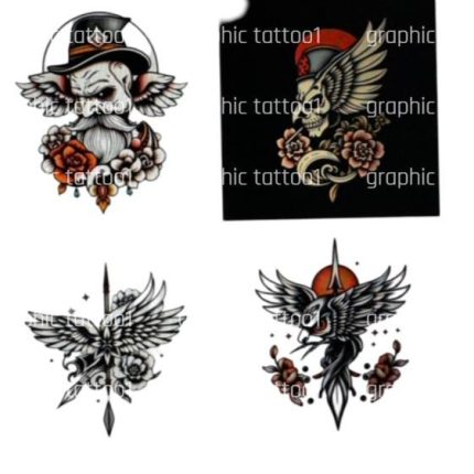 Digital 12 Iconic American Traditional Tattoo Prints | Unique Art Designs, Cute Botanical and Anatomy Tattoo Flash Art | Digital PNG/SVG