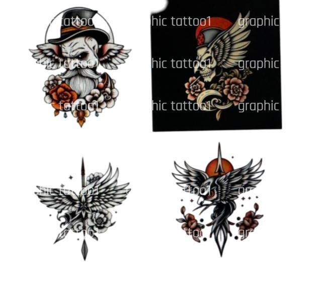 il_fullxfull.6431809517_g3de.jpg Digital 12 Iconic American Traditional Tattoo Prints | Unique Art Designs, Cute Botanical and Anatomy Tattoo Flash Art | Digital PNG/SVG - Image 1