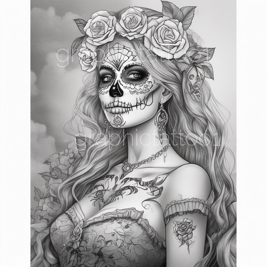 il_fullxfull.6440106754_h6sx.jpg 60 Unique Sugar Skull Girl Coloring Pages - Engaging Printables for Kids & Adults! - Image 1