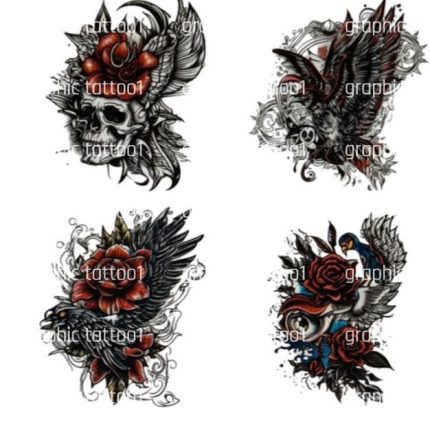 Digital Tattoo and Tshirt Designs Bundle - Instant Download SVG and PNG Files