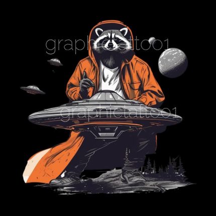 Vintage Raccoon Tee with UFO Alien - Cool Meme Gift for Space Enthusiasts