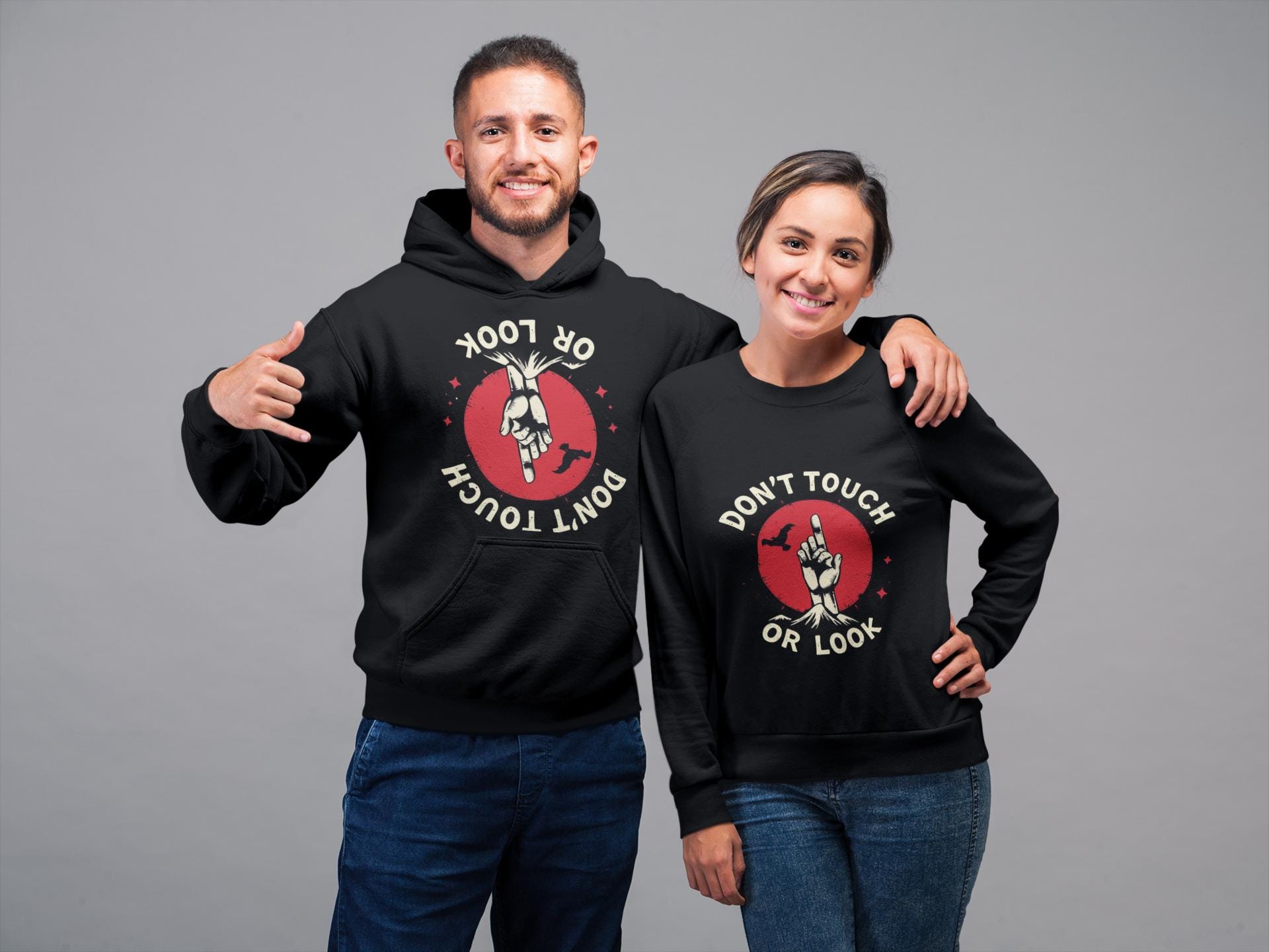 il_fullxfull.6449928174_6mq2.jpg Don't Touch or Look T-Shirt Design | Exclusive Digital PNG & SVG for Crafting, Funny Graphic Tee Template - Image 1