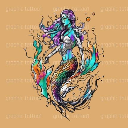 unique   Mermaid  Tattoo Design - Download High Resolution Digital Art PNG Transparent Background | deep sea wall art, Printable SVG Tattoo