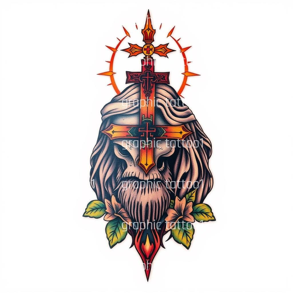 il_fullxfull.6457881359_q35n.jpg Chrisms Tattoo Design - 10 Unique PNG Files High Resolution on White Background - Instant Download - Image 1