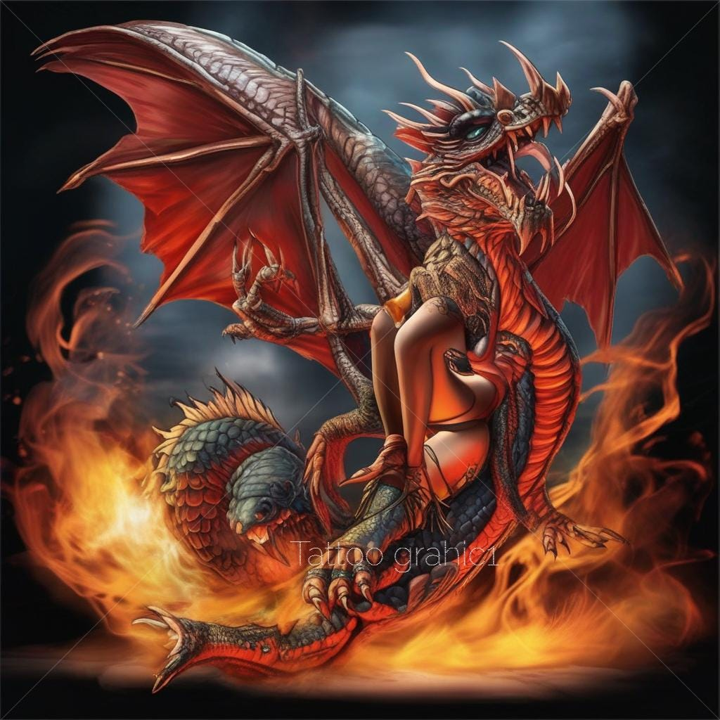 il_fullxfull.6464541403_41aq.jpg Chicano Dragon Tattoo Design: 4 Unique Premium PNGs for Tees & Art Prints - Instant Download - Image 1