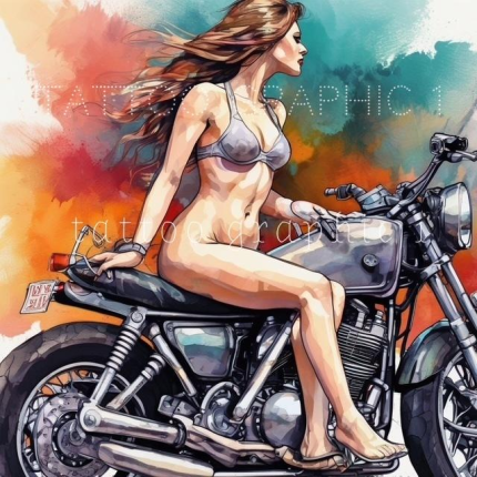 Sexy Woman Motocross Art - 18 Digital Watercolor PNG Files for Riders & DIY Crafts, Instant Download, Adult Only