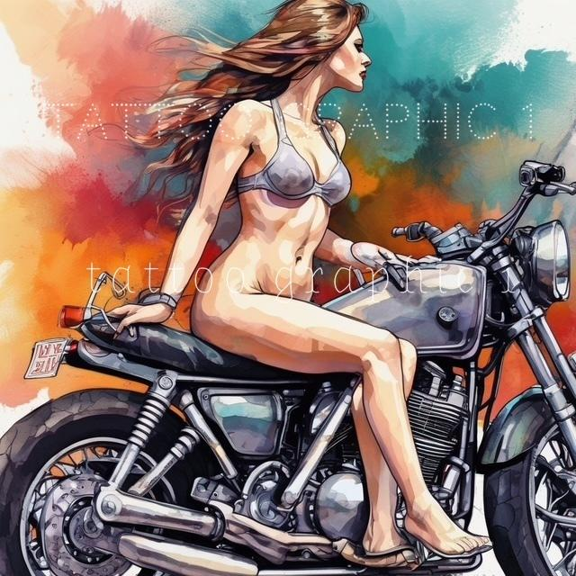 il_fullxfull.6472552024_b0vp.jpg Sexy Woman Motocross Art - 18 Digital Watercolor PNG Files for Riders & DIY Crafts, Instant Download, Adult Only - Image 1