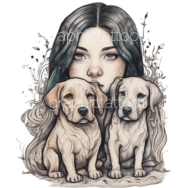 il_fullxfull.6474753271_de5x.jpg Tshirt Design - Unique Dogs Lover Tattoo & Beach Theme - Instant Download PNG File - Dog Tattoo Art for Pet Lovers - Image 1