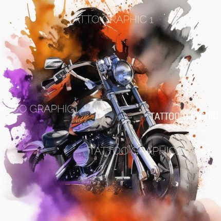 Harley Sublimation Art Bundle - 10 Vintage Motorcycle Designs, Biker Shirt Clipart PNG, Watercolor Graphics for DIY Projects