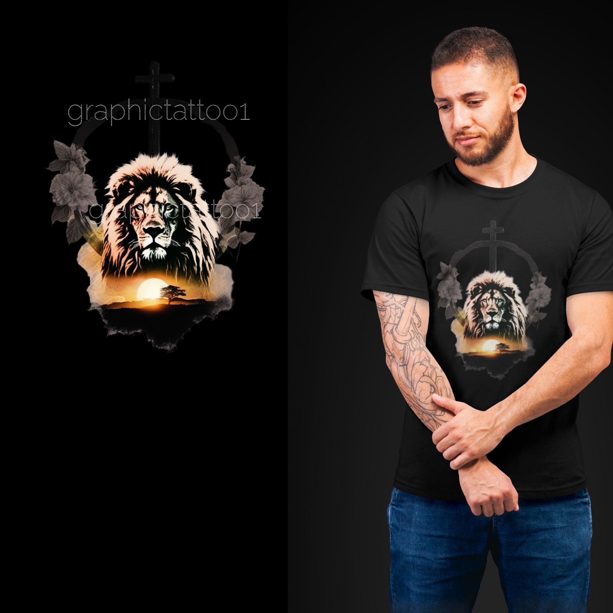 il_fullxfull.6491047659_ppqm.jpg Lion of Judah Tee | Son of a King PNG Design | Warrior of Christ Gift | Faith-Based Digital Download Shirt - Image 1