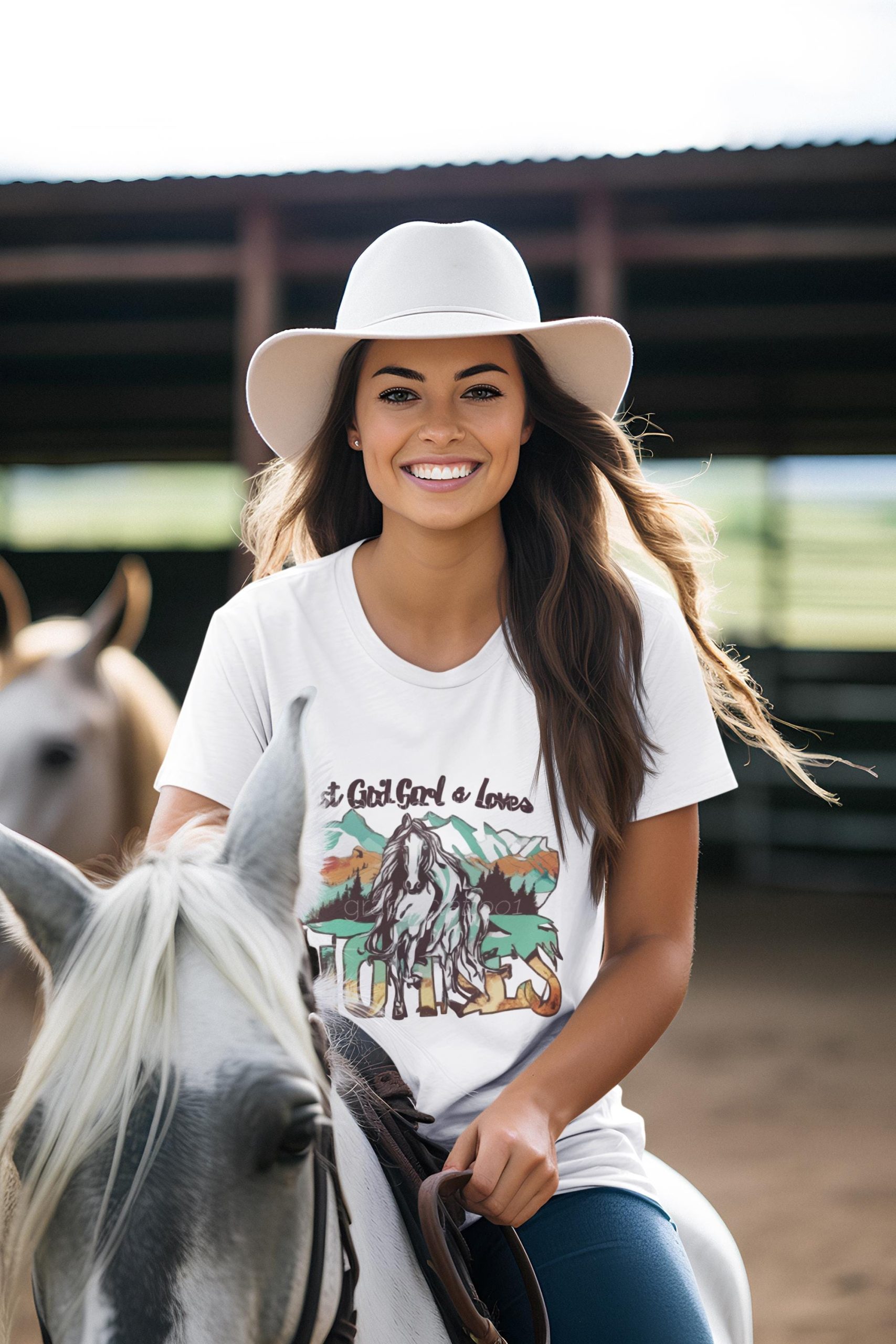 il_fullxfull.6501597657_1qh8.jpg Daughter Farming Tumbler Design - Just a Girl Who Loves Horses PNG Digital Art for Horse Lovers & Gift Ideas - Image 1