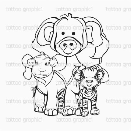 100 Pages Jungle Animal Coloring SVG - DIY African Zoo Art Bundle for Cricut/Silhouette Instant Download, High Quality PNG Files for Home