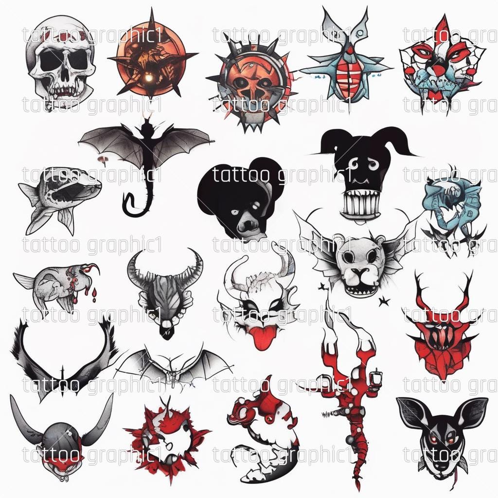il_fullxfull.6505955669_dgpo.jpg Tattoo Design -100 Kids Unique Custom tattoo Art, High-Resolution PNG for T-Shirt & Gifts, Digital Download with Transparent Background - Image 1