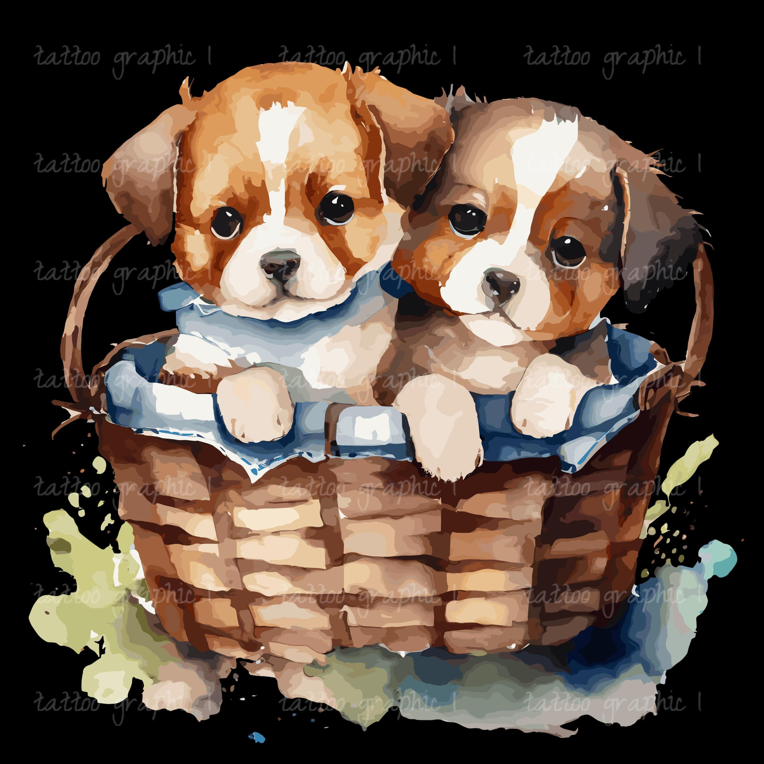 il_fullxfull.6521695057_adie.jpg Watercolor Puppy Clipart Bundle - High-Quality Hand-Painted Digital Illustrations for Pet-Themed Crafts & Tattoos - Image 1