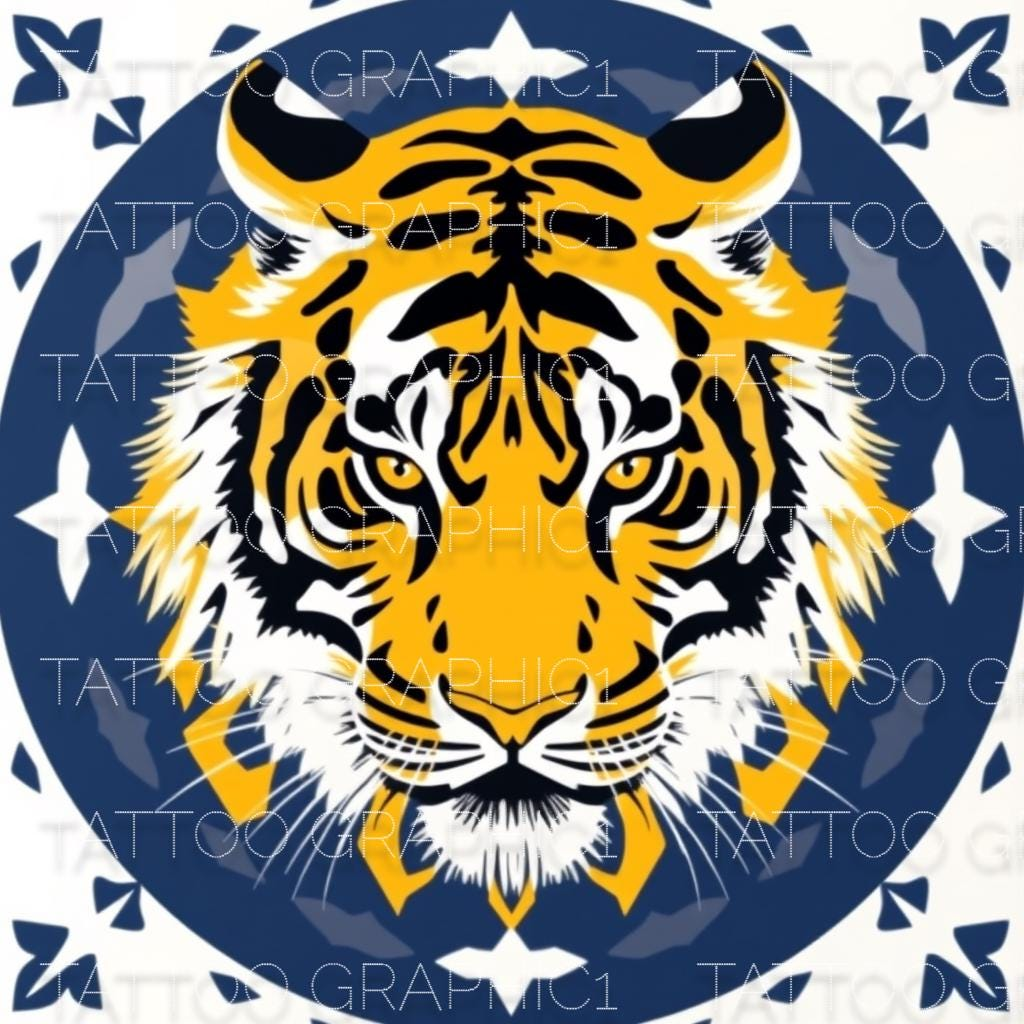 il_fullxfull.6524939148_h343.jpg Tigers Preppy Mascot PNG - Digital Download for DIY Projects in Gold, Black, White & Blue - Instant Art Design - Image 1