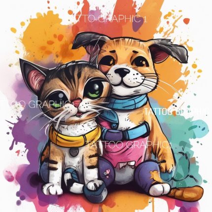 Animal Friends Clipart Set | Cute Cat & Dog Illustrations for Nursery Decor, Printable Download, Pet Lovers Art