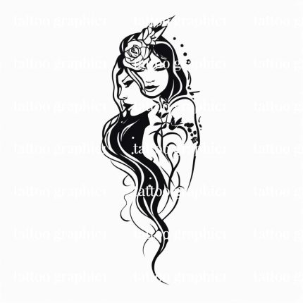 Flower Woman Face Tattoo Bundle - 10 Female Portrait SVG PNG for DIY Crafts and Projects, Unique Art for Cricut & Silhouette Use