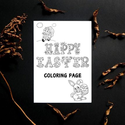 Easter Coloring Pages Set of 4, Holiday Kid's Craft Kit, Easter Bunny Activity Pages, Printable Kids Coloring Sheets