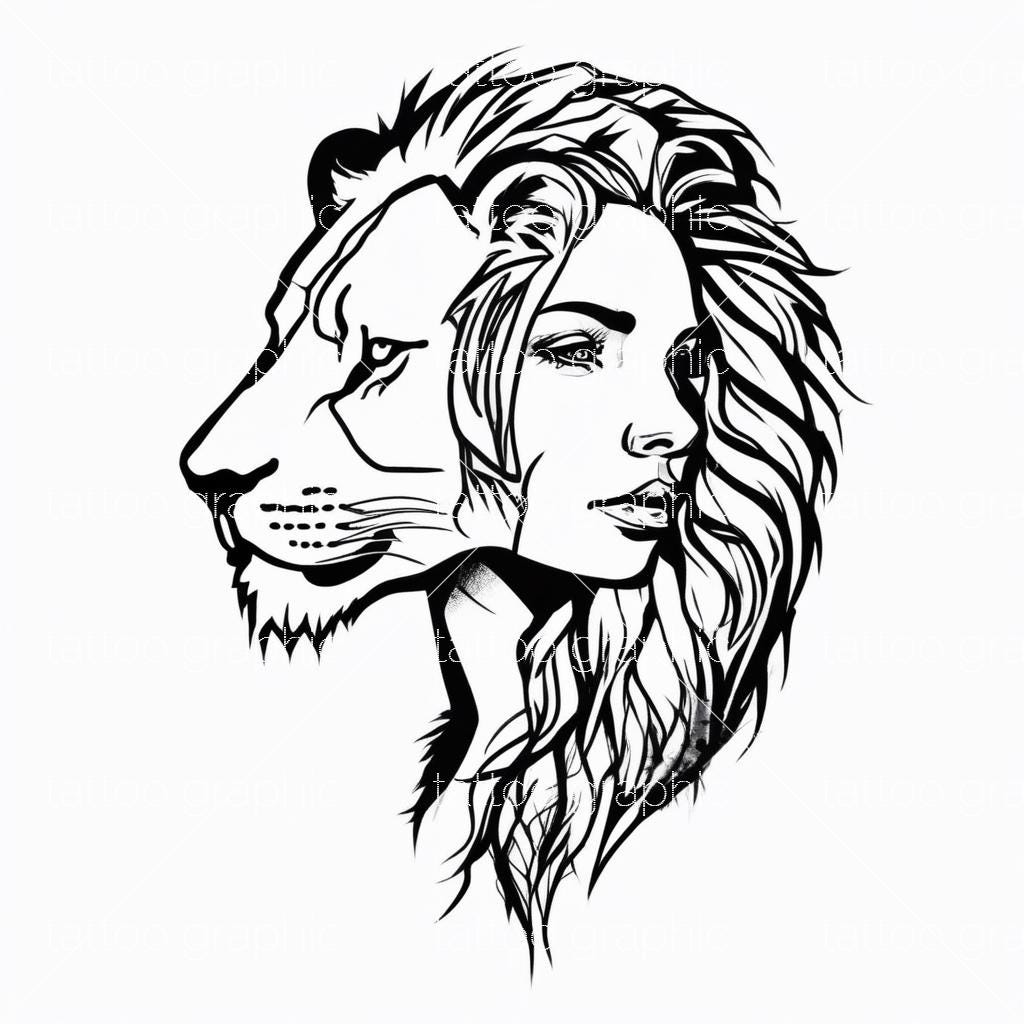 il_fullxfull.6597217176_57a2.jpg Premium Women's lion Tribal Tattoo Art - Unique Dual-Sided Designs for Bold Projects & Creative Crafts - Image 1