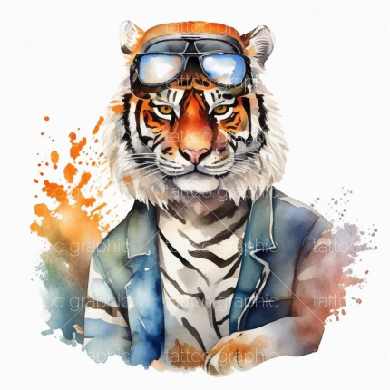 Cool tiger  Clipart | tiger in Sunglasses Images | 12 Watercolor Clip Art | Printable Instant Download