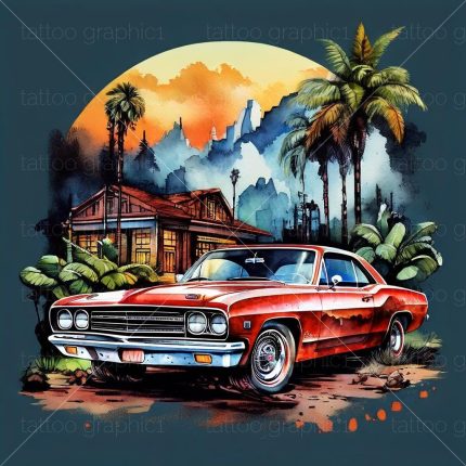 98 Legendary Automotive Clipart - Classic Muscle Cars and Vintage 70's 80's Design for T-Shirts, Art Prints & More