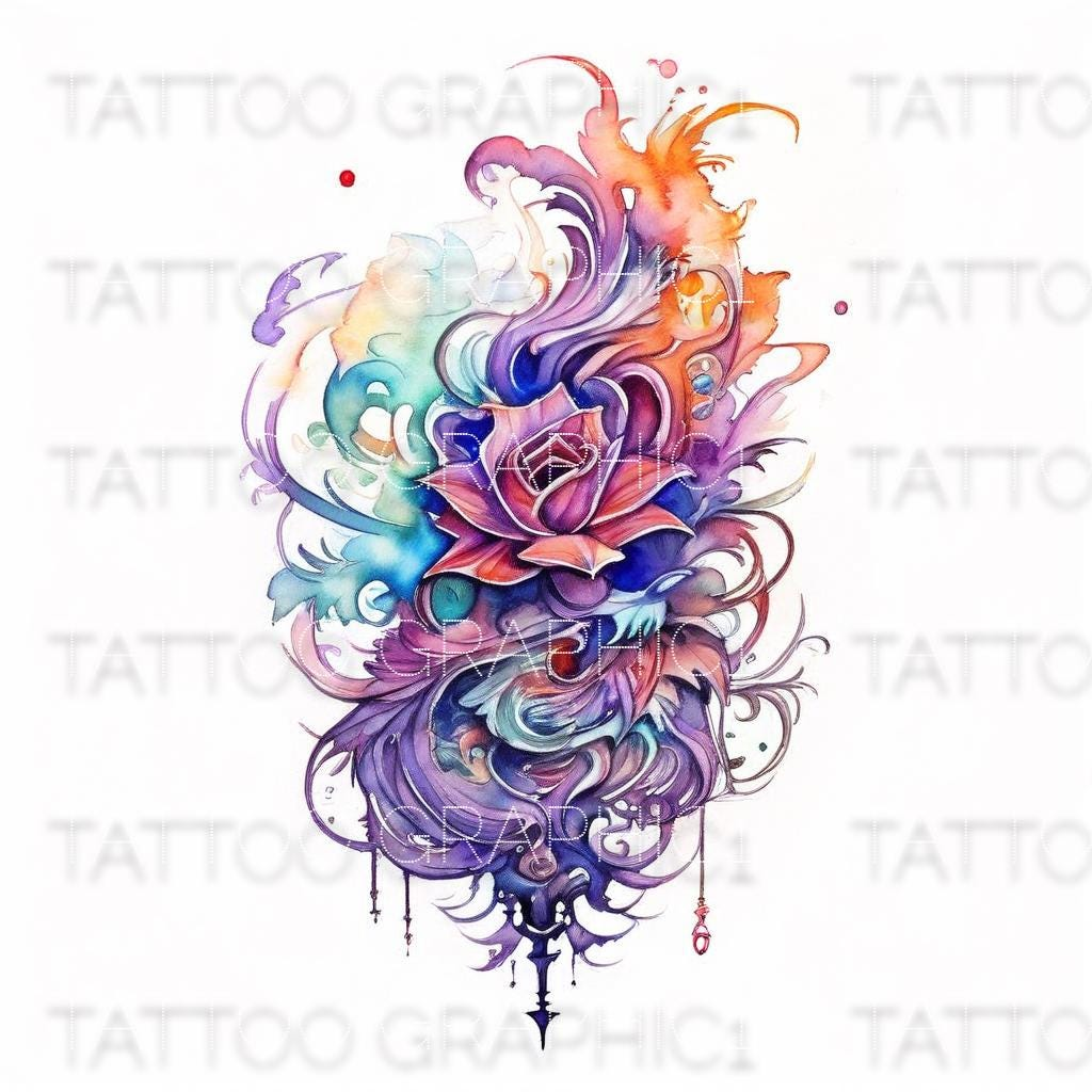 il_fullxfull.6707159325_j2pc.jpg Customised Tattoo Design | Unique Hand Drawn Sleeve Art | Personalised Floral Commission Tattoo Drawing & Custom Designs - Image 1