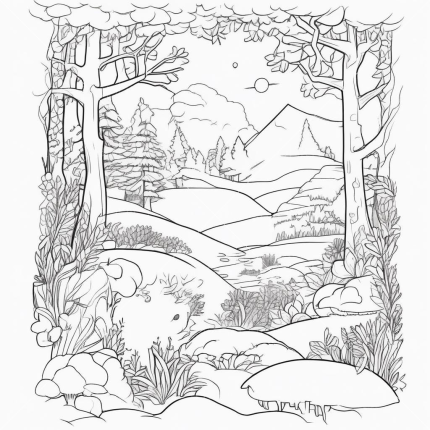 100 Color & Frame - In the Forest (Adult Coloring Book) Wall Art, Bold Home Decor, Instant Download