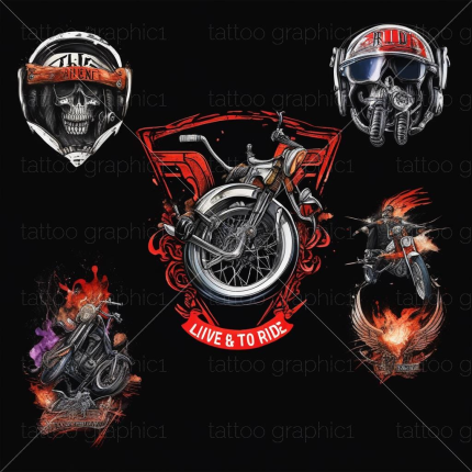 12 Motorcycle Biker Design - Black Shirt Graphic, Transparent PNG for DTF Transfer, Custom Biker Shirt Design