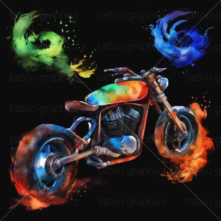 Mixed Media Flames Clipart - 10 Motorbike Designs, Instant Download & Commercial Use, Unique Art for DIY Projects