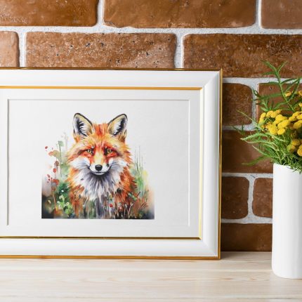 Red Fox Veterinarian Gift Wild Woodland Animal Painting Instant Digital Download png Wildlife Painting Printable Wall Art,for Commercial Use
