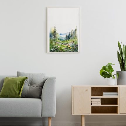 Nordic Forest Wall Art, Printable Wildflowers Photography, Nature Landscape Instant Download
