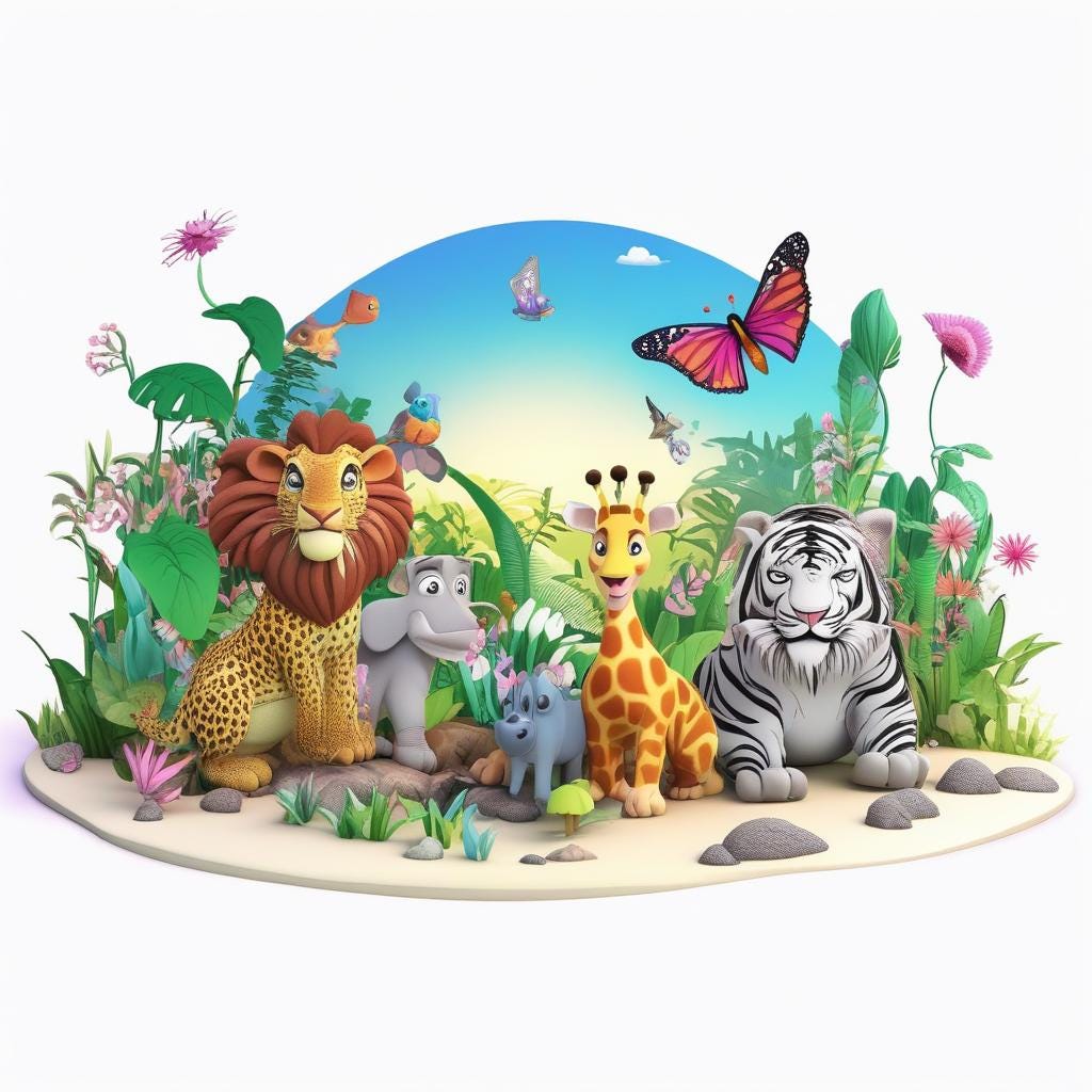 il_fullxfull.6785344255_dyfj.jpg 100 Floral Safari Animals Coloring Book, Printable African Animal Coloring Pages, Grayscale Coloring Book for Adult Kids,Cute Jungle Animals - Image 1